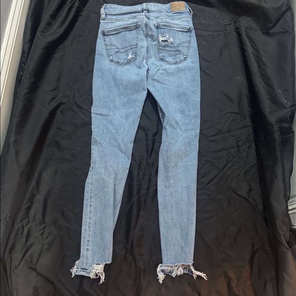 American Eagle Outfitters Ripped Blue Skinny Jeans - Picture 2 of 3